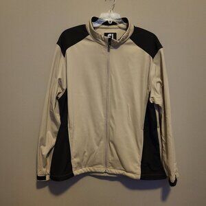 FootJoy DryJoys Mens XL Jacket Tan Black Full Zip Fleece Lined Golf